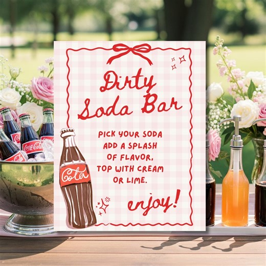 Dirty Soda Bar Table Sign, She's Ready to Pop Baby Shower Sign, Soda Pop Theme Party Decorations, Editable Canva Template, Instant Download - Etsy