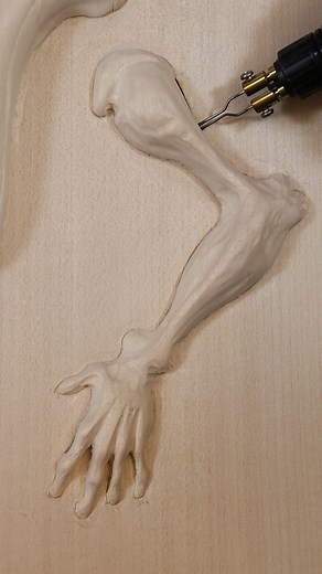 Alien. Wood carving, linden wood, pyrography #wooddesign #woodcarving #woodart #pyrography | Oleksandr Hrytsai. Wood Carving
