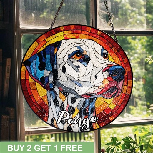 Dalmatian Dog Stained Glass Art, Custom Pet Portrait Window Hanging, Personalized Dog Lover Gift, Pet Memorial Decor, Unique Animal Stained. - Etsy