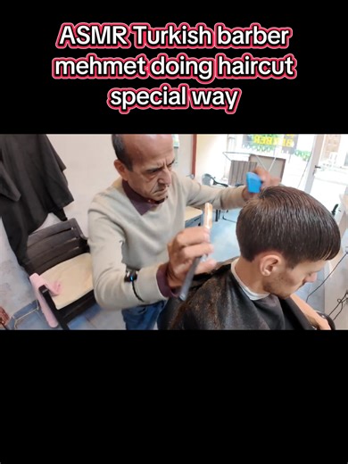 ASMR Turkish barber MEHMET doing haircut with his technic shape make you relaxing and sleeping 💆😴🌌🎧✂️ #barber #fyp #asmrsounds #haircut #massage