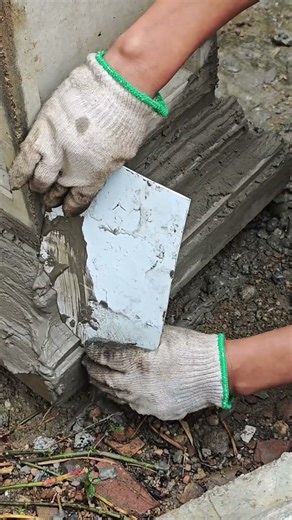 Full Process of Scraping Mortar Flat on Stone Column, Craftsman's Hands-On Tutorial