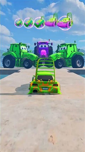 ⚡🚗Big & small Wingo | Pixar Cars vs Triple Tractor Bus with Giant Wheels
