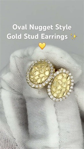 Oval Nugget Style Gold Stud Earrings ✨💛