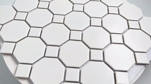 Tenedos White Octagon Porcelain Mosaic Tile Matte with White Dots – 20 Sheets/Case for Floor, Wall, Kitchen Backsplash, and Bathroom Tile Applications
