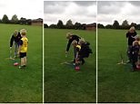 Toy rocket launches into boy's face after kid jumps on pump