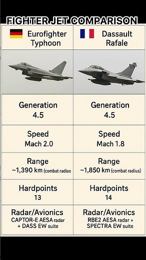 Eurofighter Typhoon vs Dassault Rafale FighterJet Comparison 2025 #Rafale #Eurofighter #fighterjets