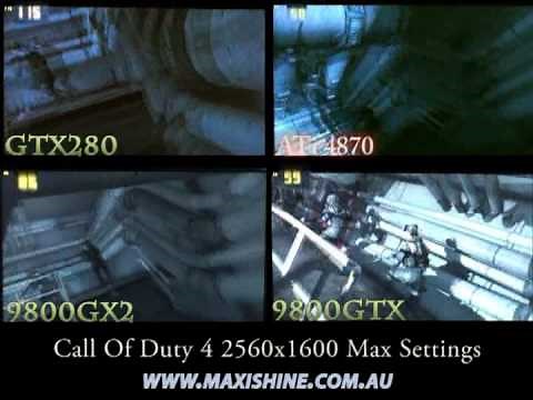 COD4 4870 vs GTX280 vs 9800GX2 vs 9800GTX Maxishine Review