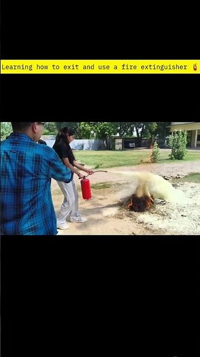 Learning how to exit and use fire extinguisher 🧯