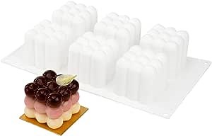 Restaurantware Pastry Tek Silicone Bubble Cube Baking Mold - 6-Compartment - 10 count box