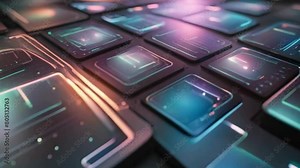 The holographic screens are flickering and transitioning smoothly