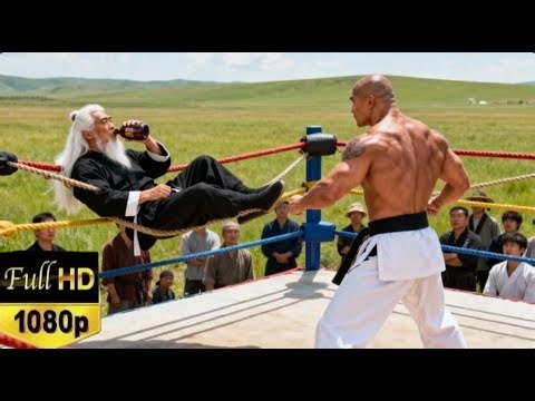Bully sets up a ring and taunts arrogantly; the elder is unbeatable, one punch kills him!