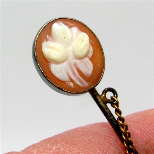 Vintage Floral Shell Cameo Sterling Stick Pin - Etsy