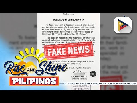 Kumakalat na suspensyon ng pasok sa mga tanggapan ng gobyerno sa Dec. 26 at 29, pinabulaanan...