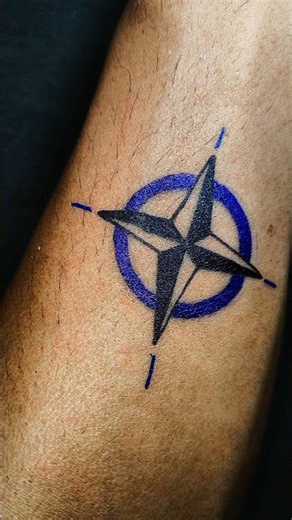 🔥 NATO Compass Rose Tattoo Made with Pen ✍️ #tattoo #art