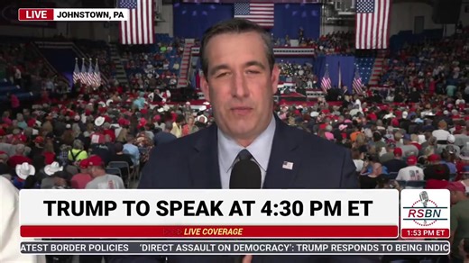 NOW: RSBN is LIVE inside the 1st Summit Arena in Johnstown, PA as President Trump is expected to take the stage at 4:30pm ET WATCH LIVE: https://www.rsbnetwork.com/video/live-president-trump-holds-a-rally-in-johnstown-pa-8-30-24/ | Right Side Broadcasting