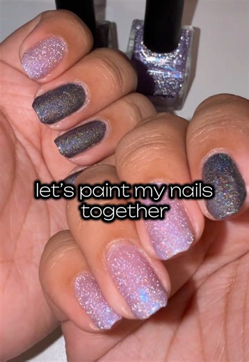 simple but soooo sparkly!💜🎆✨ || products used: -natural nail base coat by @OPI -it must be magic by @Cracked Polish -sparkle forward by cracked polish -totally gelly no cure top coat by @Lights Lacquer || 🏷️: #athomeartist #nailinspo #glitternails #crackedpolish #fyp