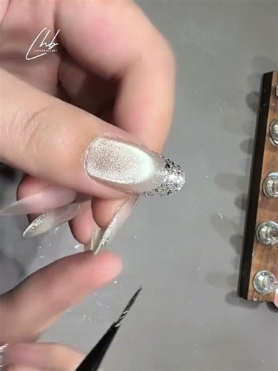 Glitter Gold Tip French Nail Tutorial
