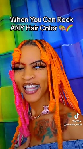 Kanada King on Instagram: "Check Out My Videos ❤️🧡💛💚💙💜 . Tiktok @Kanada_Model💈 YouTube @kanada Model ❣️ . Follow @kanada.inspire ⭐️ . 💋#richposes #explorpage #explorepage #braidstyles #richposes #skunkstripe #naturalhair #hairtutorial #4chair #4chairstyles #skunkhair #naturalhairstyles #hairdye #tiktok #reels #exploepage #knotless #hairstyles #skunkhair #green 💖 #orange #orangehair #hairorange #hairtransformation #viralme #hairtoks2022 #transition #orange #orangehair #pinkhair #feedinbra