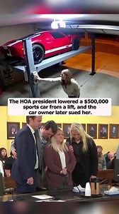 The HOA president lowered a $500,000 sports car from a lift, and the car owner later sued him. #fypシ゚ #tiktok #crime #court #fpy