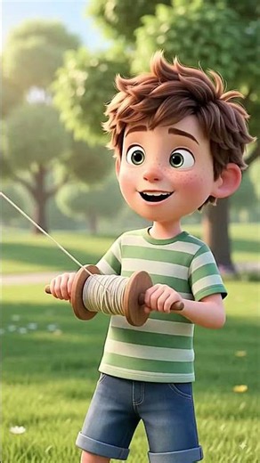 🪁 Two Kids & One Colorful Kite Adventure! 😍👦👧 | Fun Kids Story #Shorts