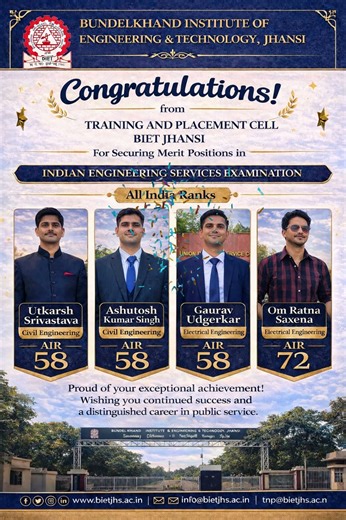 Four students of BIET Jhansi Selected in Indian Engineering Services #electronics #bietjhansi