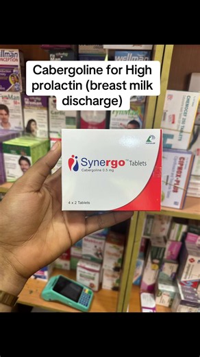 Cabergoline is used for High prolactin (hyperprolactinemia) Irregular or scanty periods Ovulation problems Infertility caused by high prolactin Milk discharge from the breast when not pregnant/breastfeeding s Prolactinoma (pituitary tumor that raises prolactin) #highprolactin #prolactin #FertilityvendorinLagos #ivyvitalsupplements #fertility