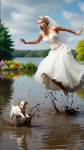 She ruined her wedding dress in the mud😱 #shorts