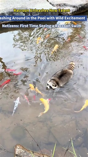 Raccoon Unleashes New Talent Splashing Around in the Pool with Wild Excitement Netizens: First Time Seeing a Raccoon Swim