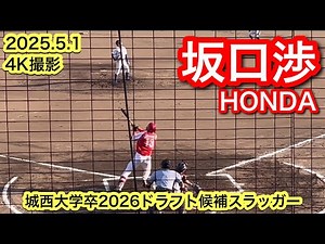 【2026ドラフト候補スラッガー】坂口渉（興譲館-城西大学−HONDA）2025.5.1 JABAベーブルース杯