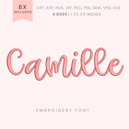 Camille Script Embroidery Font - Modern Script - Machine Embroidery Alphabet - 6 Sizes - BX, PES   More Formats - Etsy