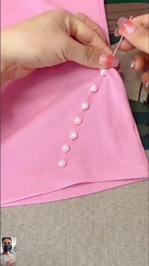 Learn How to sewing 🪡 round MOTi on shirt corner #shorts