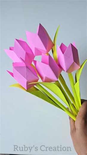 🌷 Easy Origami Tulip Bouquet 🌸 | Paper Flower DIY #youtubeshorts