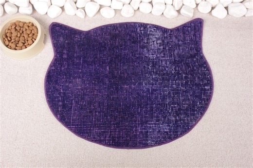 Rug Pet Mat, Cat Shape Pad, Custom Rug Peds, Purple Mat, Rug Mat, Cat Bowl Stand Pad, Pet Lover Gift Pad, Organic Cat Mat, - Etsy