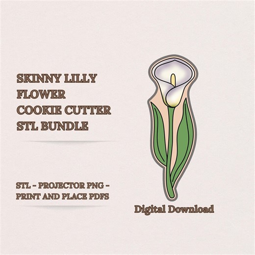 Skinny Lily Wildflower Cookie Cutter STL Bundle, 8 Sizes   Projector PNG   Print Pipe PDF, Digital Download - Etsy