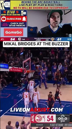 MIKAL BRIDGES HALFTIME BUZZER BEATER! NBA Playoffs - Atlanta Hawks vs New York Knicks (4/20/26)
