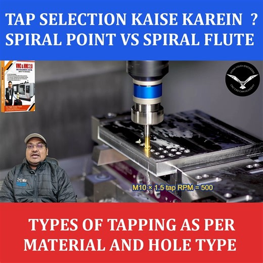 Vipin Kumar Yadav | Spiral Point Tap vs Spiral Flute Tap vs Roll Tap – Kaunsa Tap Kab Use Kare? (CNC Guide) - TAPPING | Instagram
