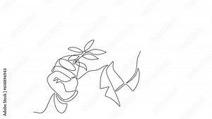 Animated self drawing of single continuous line draw for Laboratory Officer holding a laboratory test object. Chemical and laboratory design concept illustration in simple linear animation.