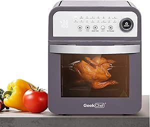 Geek Chef Air Fryer Oven 12 Quart Large Capacity with Rotisserie and Dehydrator All in One Multi-Function Healthy Fryer with 16 preset Modes, 8 Cooking Accessories Kits and Cooking Recipe
