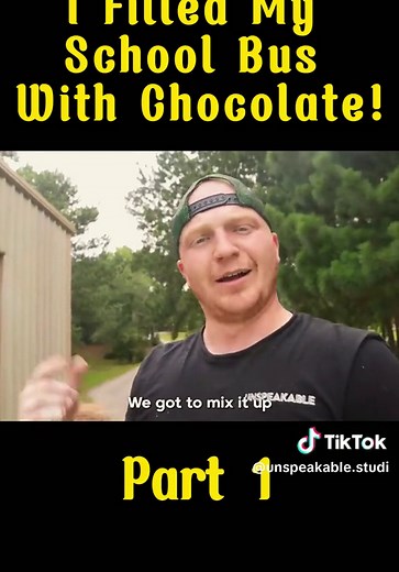 I Filled My School Bus With Chocolate #part1 #unspeakable #challenge #schoolbus #chocolate #viral #fyp