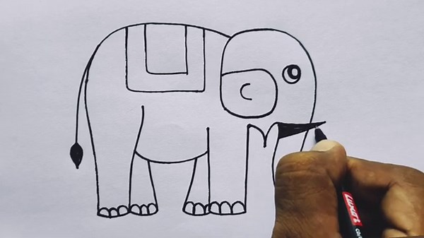 How to Draw an Elephant Using Number 6 🐘 | Easy Animal Art for Beginners