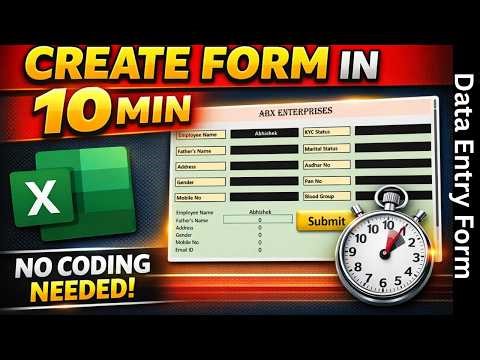 🔥 Create Professional Data Entry Form in Excel | Full Tutorial with Submit Button (Hindi).