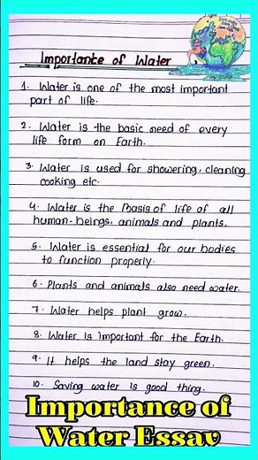 10 lines importance of water in english l Importance of water essay