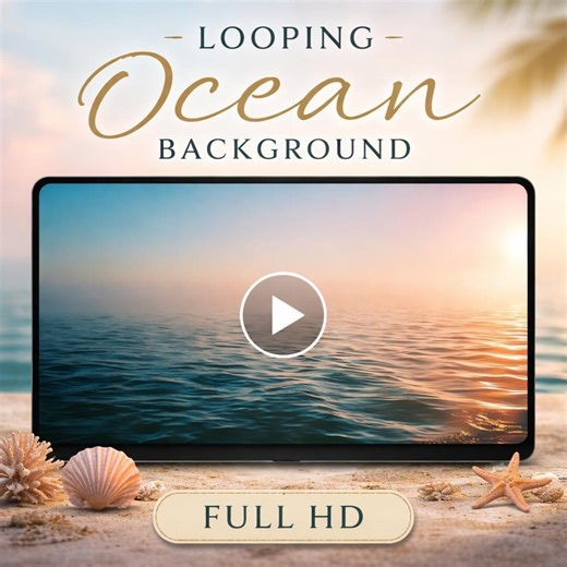 Sunset Ocean Waves Loop Video | Retro Vintage Ocean Background, Calming Sea Waves, Animated Backdrop for Video & Stream - Etsy