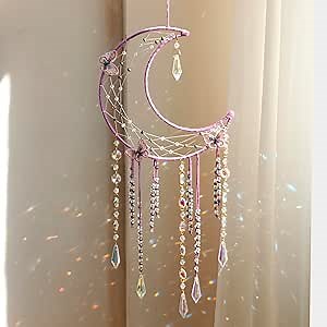 Artilady Butterfly Dream Catchers with Crystals - Large Boho Purple Moon Dream Catcher Wall Decor Home Decorations Girls Kids Baby Bedroom Room Decor Christmas Birthday Teen Girl Boys Gifts