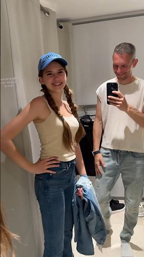 Karolina Protsenko helps her dad to choose some outfits