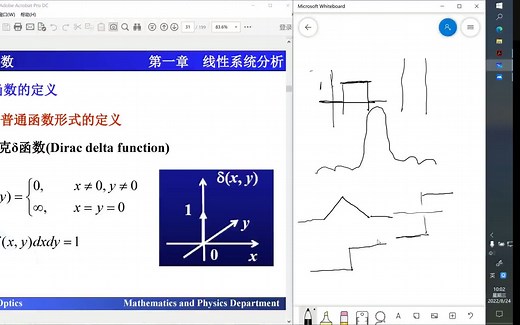 2022-08-24日信息光学课程（delta函数，傅里叶级数）