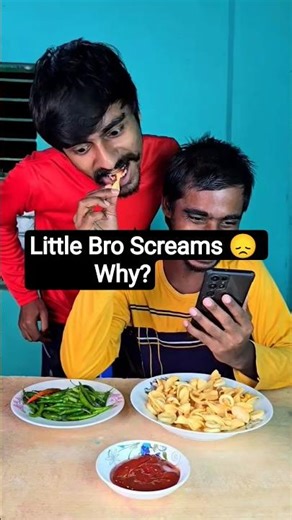 Little Bro Screams After Big Brother's Spicy Trick! 😳🤣🌶️#funny #cutfrom #reaction #shorts #trending