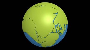 Globo con supercontinente Pangea y mar Tetis