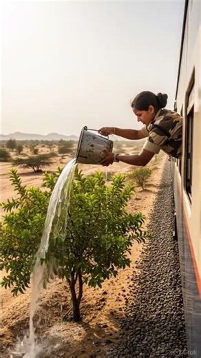 Lady Soldier saved the guava tree from drying up by watering it 😭 #ai​ #plants​ #save​ #watering​