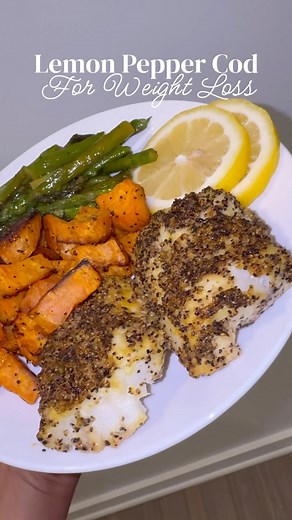 Smith Meshella on Instagram: "Lemon Pepper Cod with Roasted Potatoes & Asparagus for Weight Loss Recipe ❤️ My Weight Loss CookBook is now available 🎊 Cookbook is available: Www.bodybymish.com Ingredients: - Cod fillets - Sweet potatoes - Fresh asparagus, trimmed - McCormick Lemon Pepper Seasoning - Olive oil - Salt & pepper - Fresh lemon wedges for serving Instructions: 1. Preheat oven to 400°F. Line a large sheet pan with parchment paper. 2. Toss Sweet potatoes with olive oil and lemon pepper 